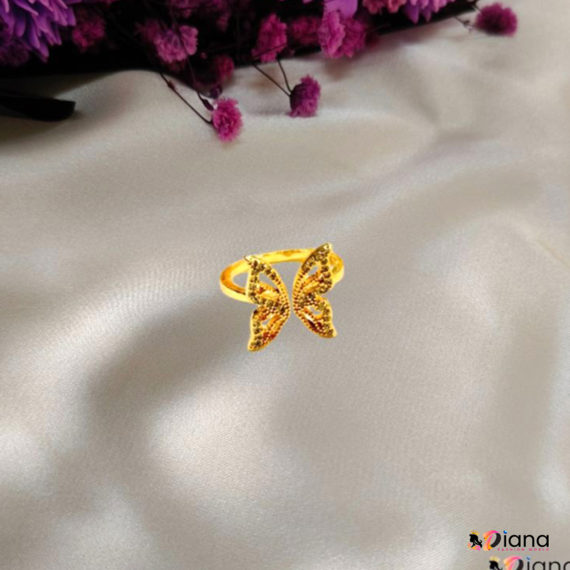 Butterfly Finger Ring Gold Replica with AD stones