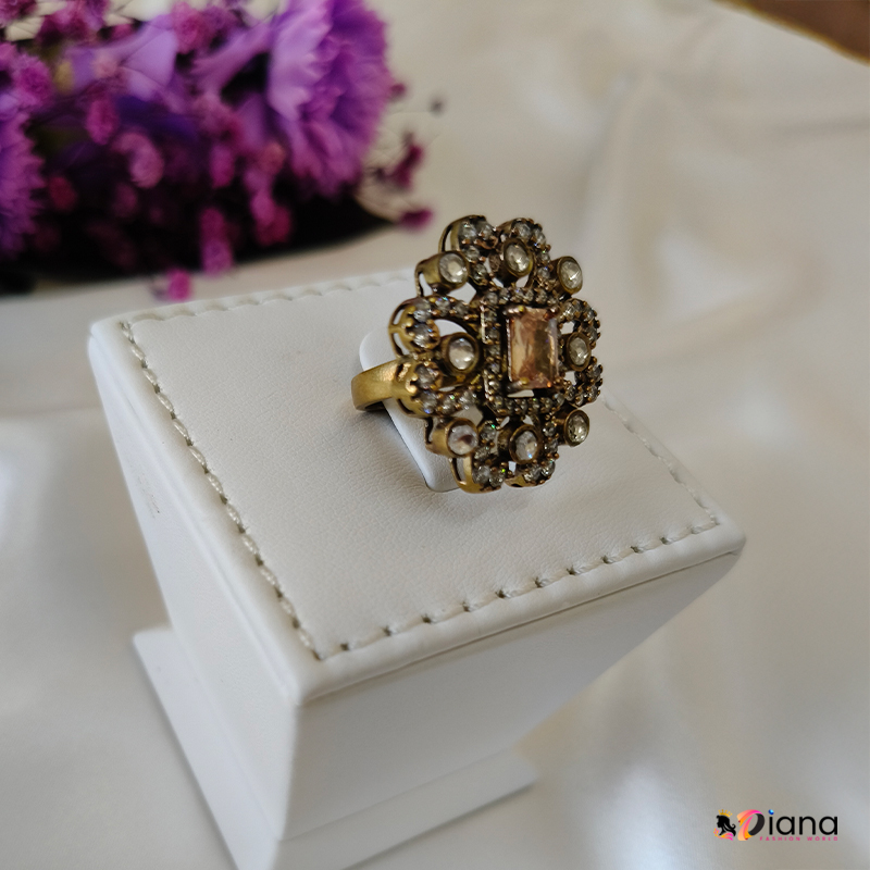Premium Kundan Finger Ring Adjustable