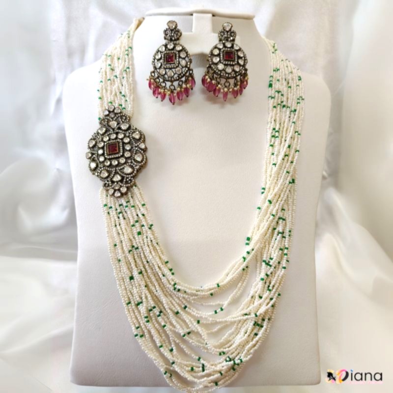 Victorian Kundan Long Necklace Set