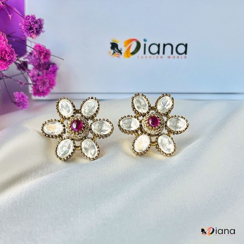Premium Victorian Style Ear Stud with Ruby stone