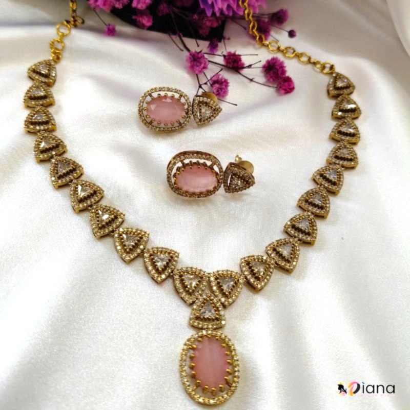 Victorian Mehandi Pink Necklace Set