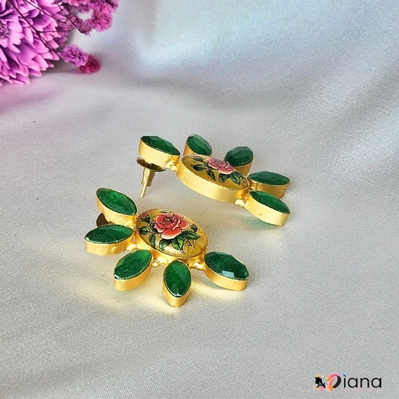 Antique Fusion Earring with Green Stones