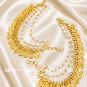 Multi-Layer Gold Coin & Pearl Bead Mattal