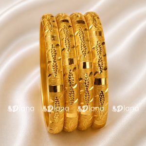 Classic Gold-Plated Daily Wear Bangles for Women | Elegant Textured Designer Bangles Set | Lightweight Traditional Jewelry