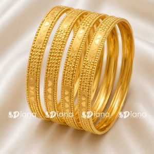 Heart Design Gold-Plated Bangles for Women | Elegant Daily Wear Designer Bangles Set | Lightweight Traditional Jewelry