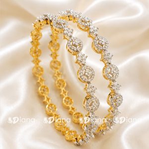 Luxury CZ Diamond Gold-Plated Bangles for Women | Designer Crystal Party Wear Bangle Set