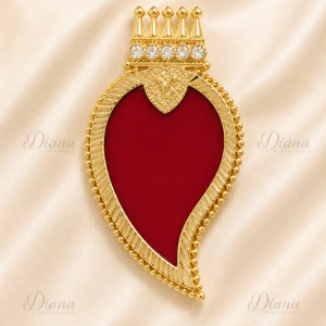 Micro Gold Plated Original Palakka Locket – Maroon Teardrop Design