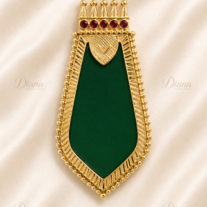 Micro Gold Plated Original Palakka Lockets pointed-shield shape pendants (green and blue)